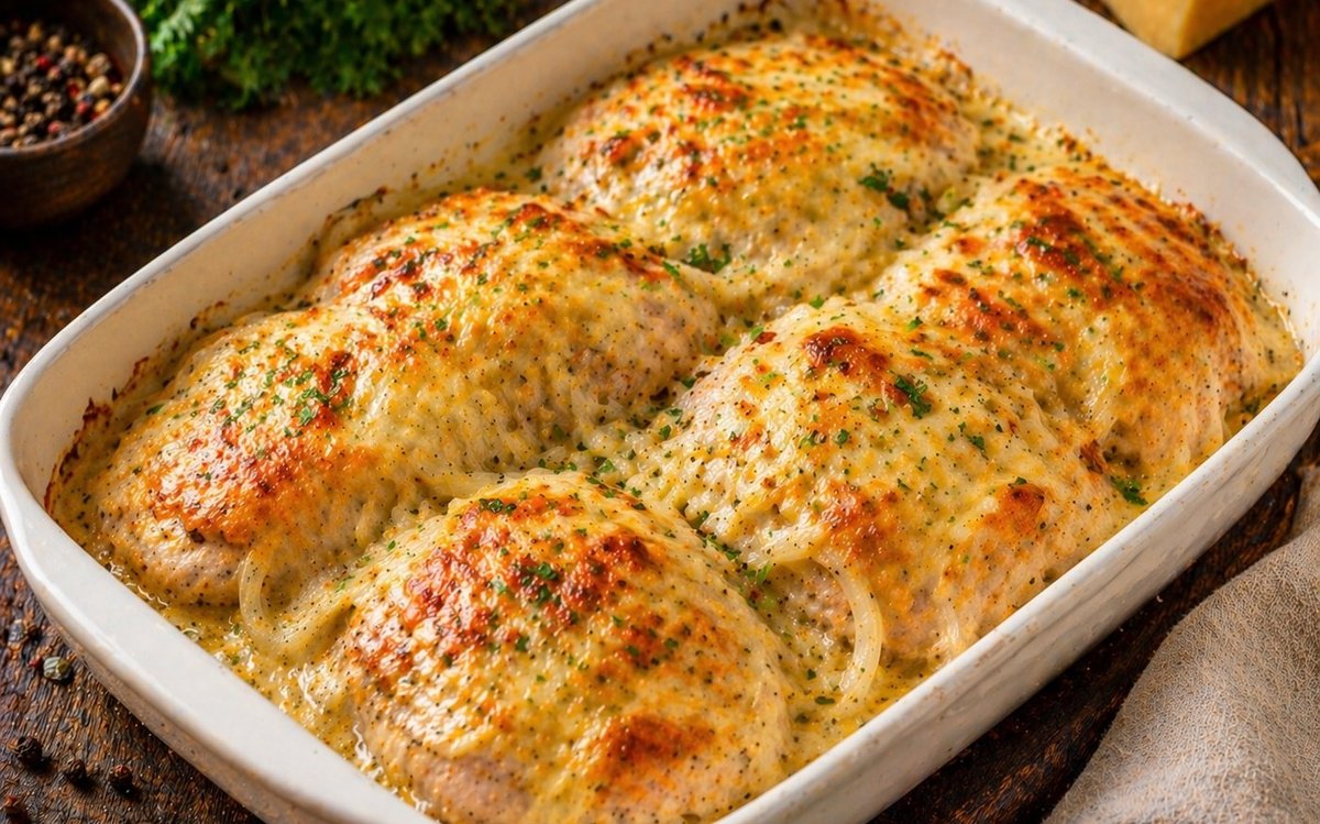 Курица по-французски, запечённая с сыром